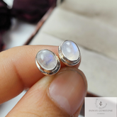 Genuine Blue Flash Moonstone Stud Earring, 925Sterling Silver Earring, Post Earring, Moonstone Wedding Jewelry, Gift for Girlfriend, Gift